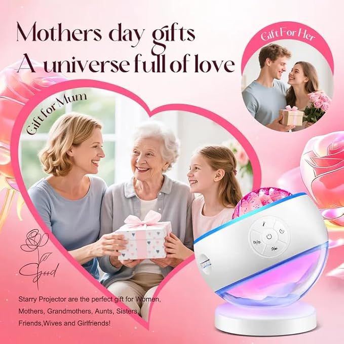 Northern Lights Projector Galaxy Projector with 300+ Light Effects Sound Machine, LED Star Projector Aurora Light, Remote Control, 15 White Noises Bluetooth Speaker Birthday Gifts for Kids Room Decor