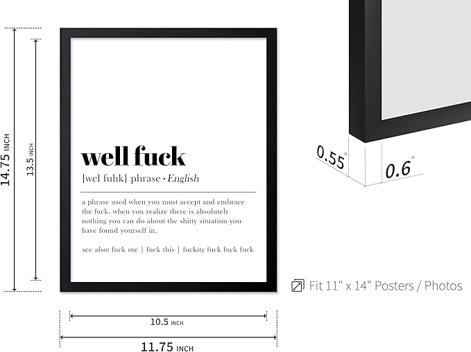 Poster Master Definition Print - Typography Poster - Dictionary Art - Minimal Gift for Men & Women - Funny Wall Decor for Dorm, Bedroom or Living Room - 11x14 Black Framed