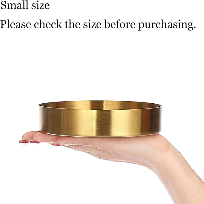 Hipiwe Small Key Bowl for Entryway Table, 5.5" Round Gold Stainless Steel Tray Vintage Jewelry Dish Metal Decorative Tray Makeup Organizer for Key Vanity Perfume Trinket Candle Plate