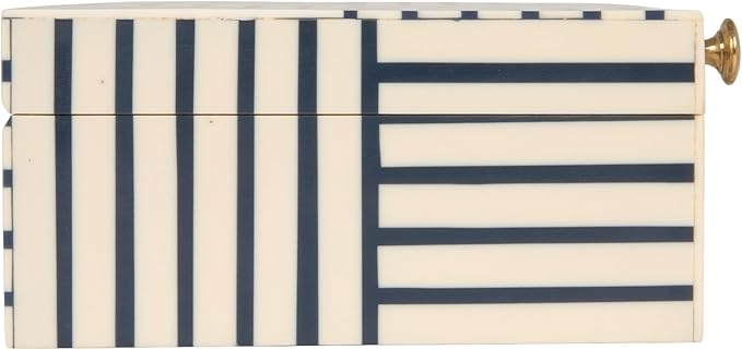 Bloomingville Midnight Blue & White Striped Resin Storage Box