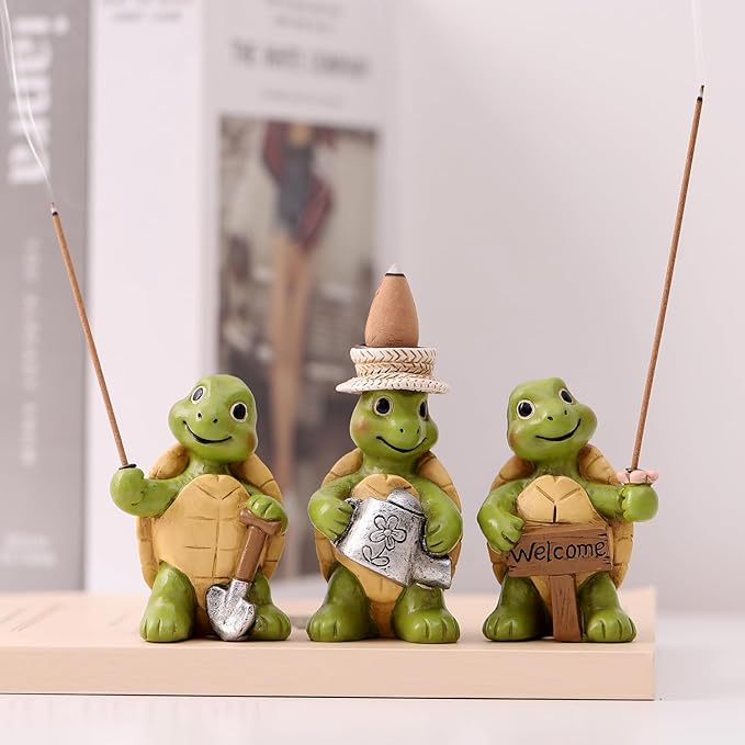 Turtle Incense Holder for Sticks and Incense Cone Holder, Mini Resin Turtle Figurines Incense Stick Holder, Cute Incense Burner for Yoga Meditation Home Office Decor,Turtles Gifts for Women (C)