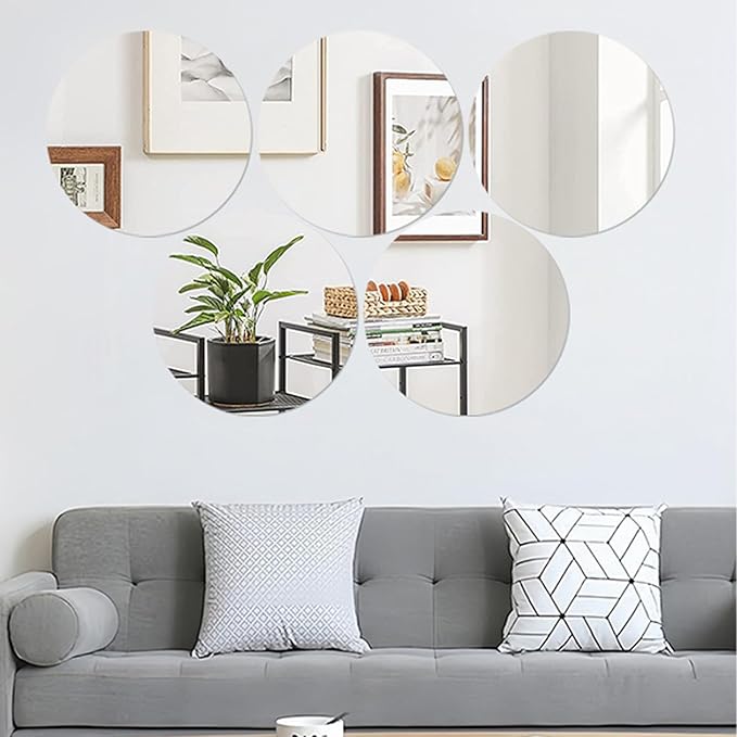 12" Round Mirror Centerpieces for Tables Decorations, 10 Pack Acrylic Circle Mirror Tray Candle Plate 2mm Thickness Mirror Centerpiece Table Decorations for Wedding Decorations Party, Wall Decor