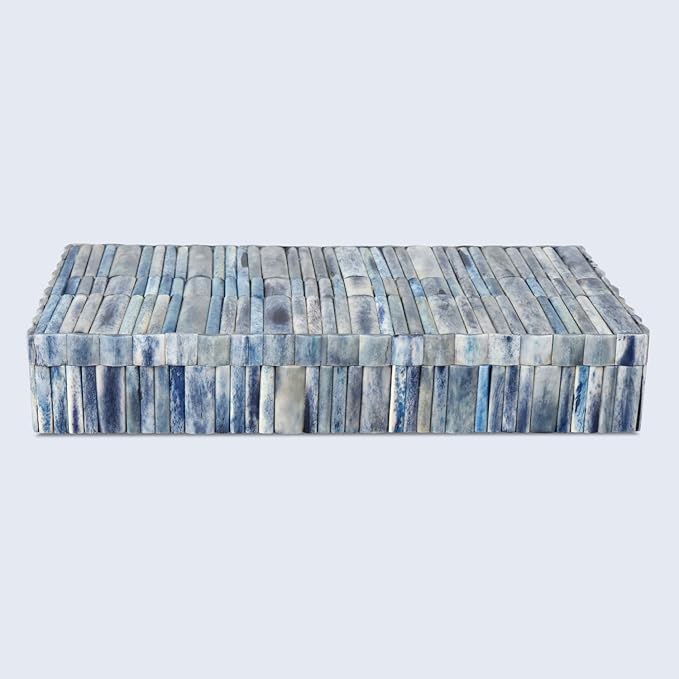 Handicrafts Home Large Decorative Storage Box 12x6– Coffee Table Organizer Box, Modern Home Décor Accent, Keepsake Memory Box, Jewelry Storage Box, Boho Decorative Box with Lid for Shelf, Mantle Decor