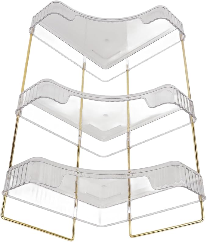 Fabater Corner Makeup Bathroom Organizer Modern Easy Access Makeup Organizer Rack for Bedroom (Transparent)