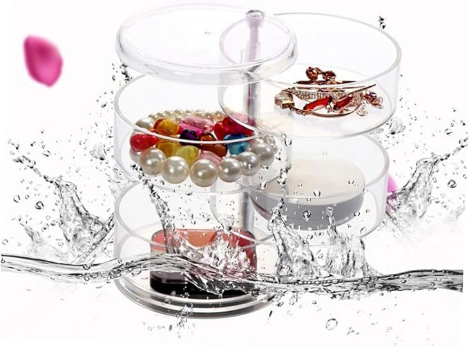 2pcs Plastic Jewelry Storage Box Four-layer Circular Organizer for Makeup Accessories and Items for Desktop Use