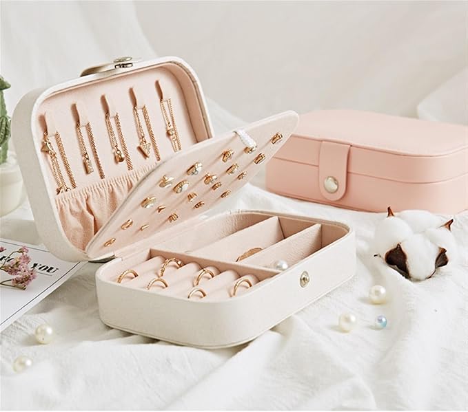 Jewelry Box Portable Travel Jewelry Organizer Necklace Ring Earring Storage Box Double Layer Household Jewelry Box Makeup Organizer for Rings Necklaces Bracelets Earrings ( Color : B , Size : 16*11.5*