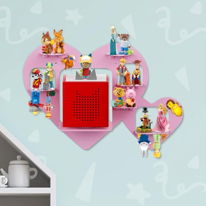 Metal Bracket for Toniebox,Floating Shelf for Tonies Figures 15-20pcs Storage,Wall Mounted Brackets for Toniebox Player,Children's Room Decorations and Gifts (Pink)