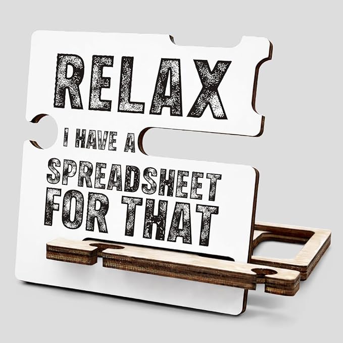 Funny Office Accountant Gifts - Multi-functional Desk Organizer - Humorous Office Relax Quote Wooden Sign for Office Desk Shelf Decor