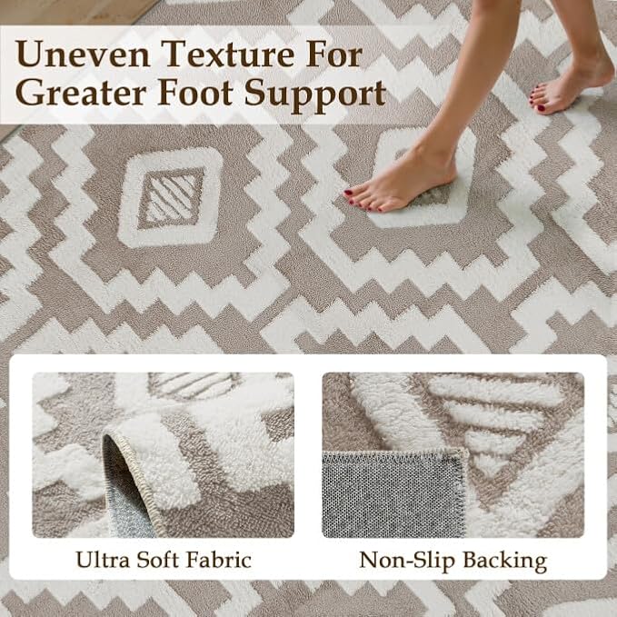 PureCozy Super Soft Shag Rug 5x7 for Living Room Modern Brown Washable Large Area Rugs High Pile Non-Shedding Throw Rugs Non Slip Indoor Office Carpet for Playroom Bedroom Home Aesthetic Decor