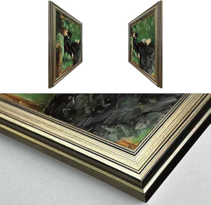 Framed Vintage Woman Reading Book Canvas Wall Art Moody Black and Green Oil Painting Living Room Bedroom Decor Home Artwork