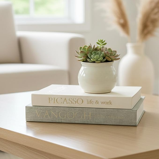 Set of 2 Decorative Books - Linen Faux Fake Books for Decor Aesthetic, Decorative Book for Coffee Table,Bookshelf,Office Table, Home Decor, Fake Book Storage Box for Trinkets Photo-BB001-2PCS