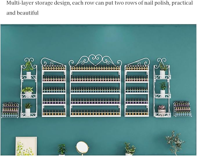 Metal Wall-mounted Nail Polish Storage Racks Wall-mounted Nail Polish Stand Storage Box, Retail Store Metal Nail Polish Storage Display Rack Display Rack Lipstick Perfume, Suitable for Nail Shop/Salon