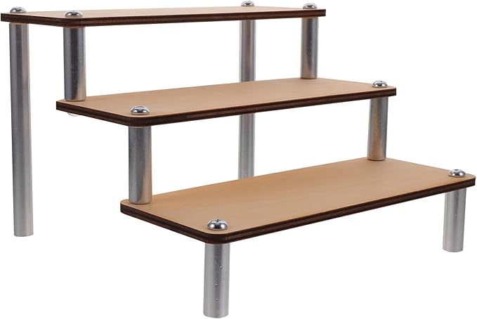 Garneck Wooden Tiered Display Stand Cosmetic Organizer Shelf for Makeup Holder and Collectible Figures Stable Desktop Riser Shelf for Dressing Table Home and Retail Use