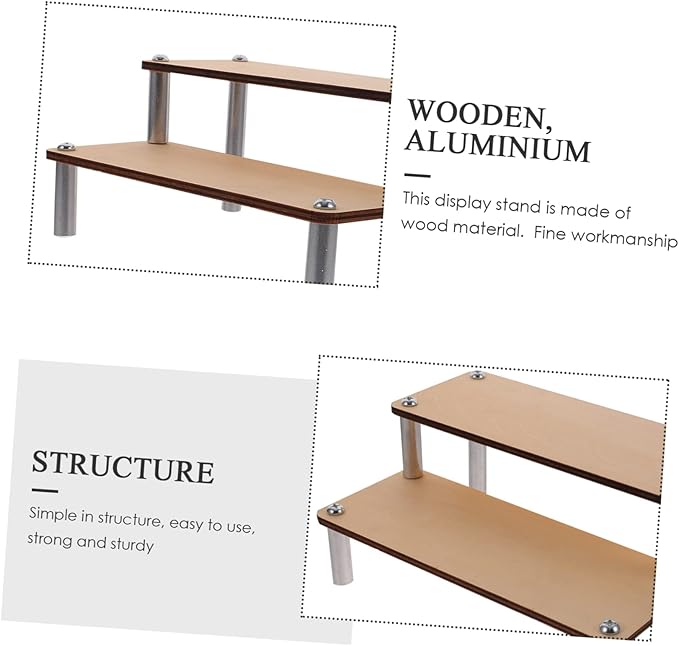 VALICLUD Wooden Display Stand Action Figure Holder Jewelry Display Shelf Makeup Organizer for Vanity