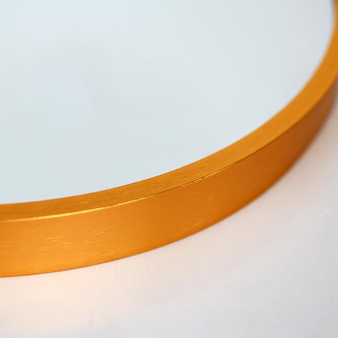 12 Inch Aluminum Framed Modern Gold Round Wall Mirror, Small Metal Framed Mirror for Bathroom, Living Room, Entryway, Hallway Decoration (Gold, 12x12)