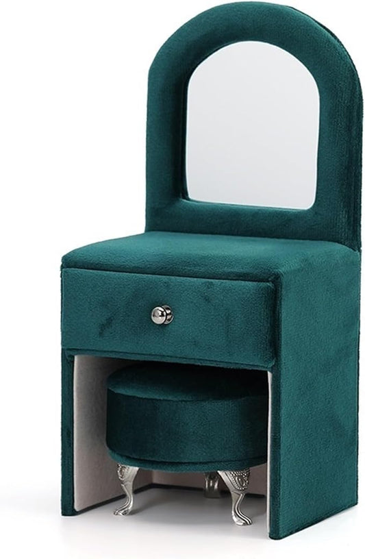 Jewelry Box Flannel Jewelry Organizer Small Sofa Shape Jewelry Organizer Makeup Mirror Ring Organizer Jewelry Makeup Organizer Jewelry Organizer Drawer Jewelry Boxes Organizer ( Color : Green , Size :