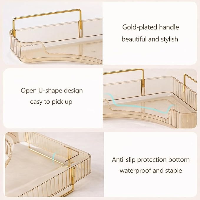 Multi-Tier Corner Countertop Organizer Rack, 3-Tier 90° Space-Saving Bathroom Counter Organizer, Tool-Free Makeup and Skincare Shelf for Vanity, Dresser, Kitchen and Toiletries (Green-3tier)