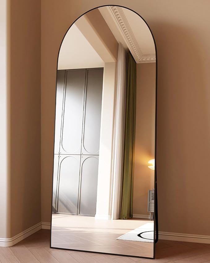 ITSRG Floor Mirror, Full Length Mirror with Stand, Arched Wall Mirror, 26"x68" Mirror, Black Floor Mirror Freestanding, Wall Mounted for Bedroom Living Room, Black