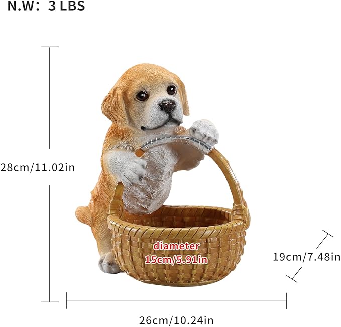Dog Resin Storage Basket, Desktop Organizer for Remote & Keys, Cute Home Decor Tray, Ideal present for Pet Lovers.(Labrador)