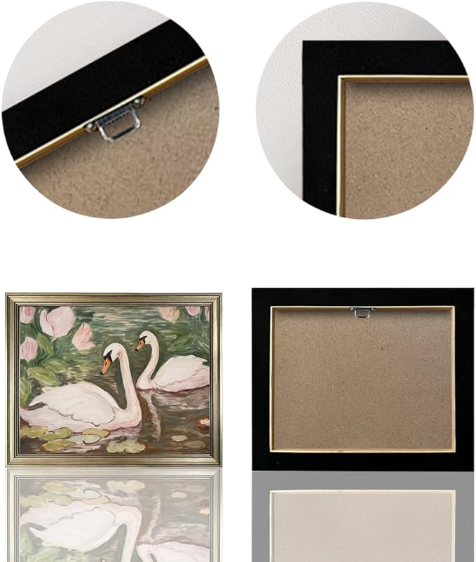 Vintage Framed Swan Decor Wall Art Pink and Green Girls Room Decor Girly Office Canvas Print Painting