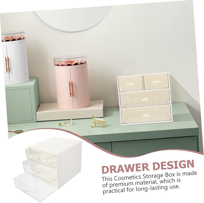BESTYASH Drawer Style Desktop Storage Box 4-Compartment Versatile Organizer for Office and Home Multi-Purpose Plastic Desk Organizer for Tea Bags and Coffee Capsules