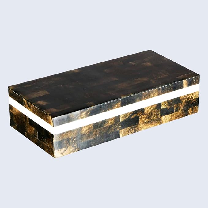Handicrafts Home Large Decorative Storage Box with Lid– 10x4x2.5” Coffee Table Organizer, Keepsake-Decorative Boxes for Home Decor, Stylish Decorative Box for Office Décor-Black