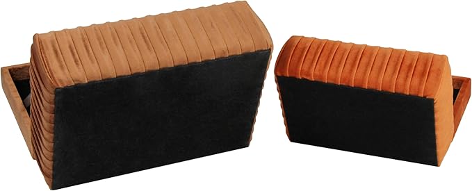HofferRuffer Velvet Decorative Boxes, Jewelry Boxes Storage Accessory Organizer Boxes with Elegant Handle Decor, Classic Velvet Set of 2 Pieces (Brown)
