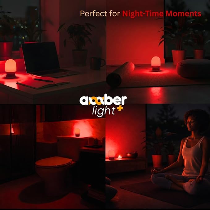 Amber Light + Red Light Pebble, 670nm Wavelength, Rechargeable Sleep Aid Lamp, 2.4x3.5 Inch, Deep Sunset Ambience, 1000mAh Battery, Melatonin-Friendly Night Light