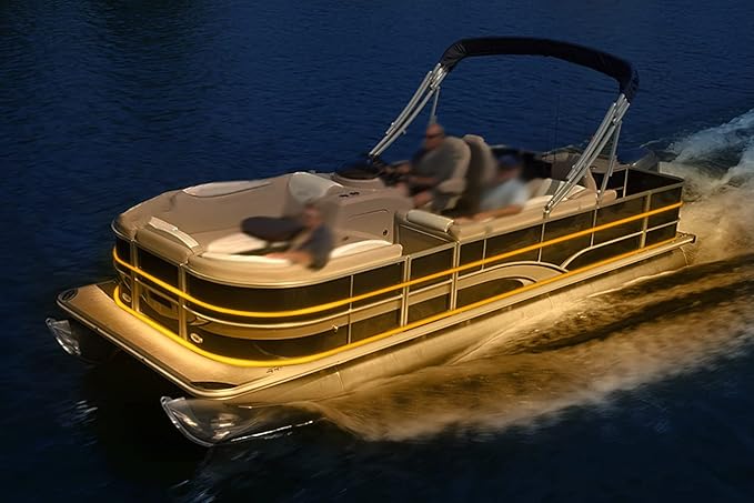 Pontoon LED Strip Lights, 12V 5M/16.4FT Waterproof Marine LED Light Boat Interior Lights, Boat Deck Light for Pontoon Fishing Boats, Extension Cable Included (Amber)