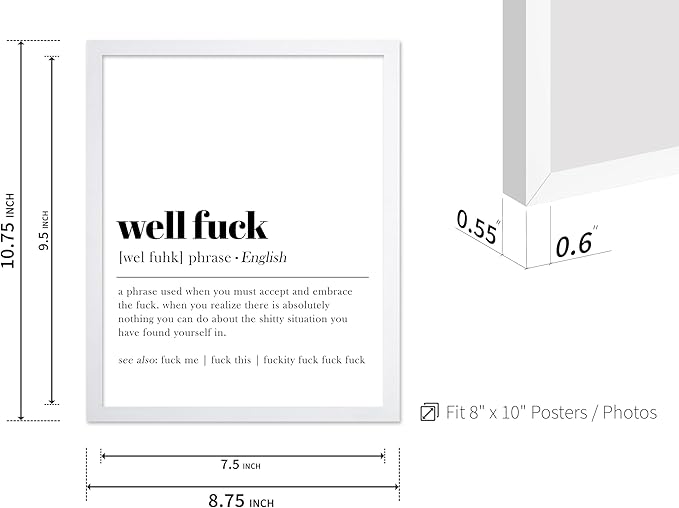 Poster Master Definition Print - Typography Poster - Dictionary Art - Minimal Gift for Men & Women - Funny Wall Decor for Dorm, Bedroom or Living Room - 8x10 White Framed