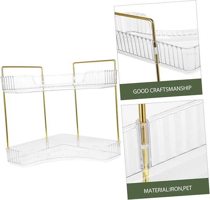 UKCOCO Transparent Corner Shelf Organizer Kitchen and Bathroom Countertop Storage Rack for Spices Makeup Perfume Stable and Multi Scene Use Organizer