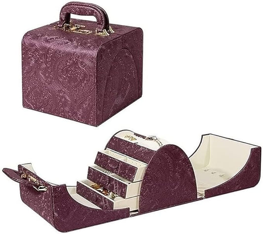 Jewellery Storage Jewelry Box Jewelry Case Digit Code Lock Jewelry Boxes Big Capacity Watch Necklace Organizer Box Makeup Wedding Supplies Gift Jewellery Display Box (Apurple)
