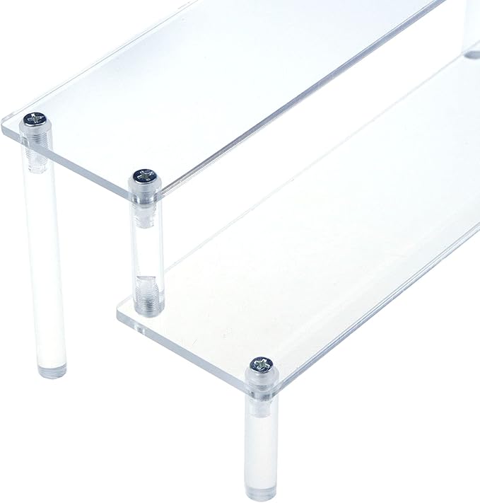 T Tulead 2 Tiers Acrylic Riser Rectangular Display Riser Stand Tabletop Clear Display Riser 3.9-inch Height Cupcake Riser Stand Perfume Display Riser