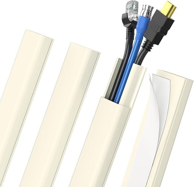 Delamu Beige Cord Hider, 62.8in Beige Cable Hider, Cord Covers for Wires on Wall, Wire Hider Wire Covers for 2-3 Cords for TV on Wall, Easier Setup Cable Cover Management, 4X L15.7 W0.94 H0.47in