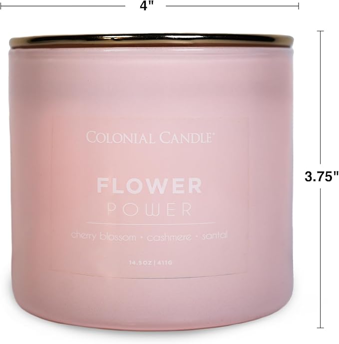 Colonial Candle Flower Power Scented Jar Candle, Pop of Color Collection, 3 Wick, 14.5 oz - Up to 60 Hours Burn