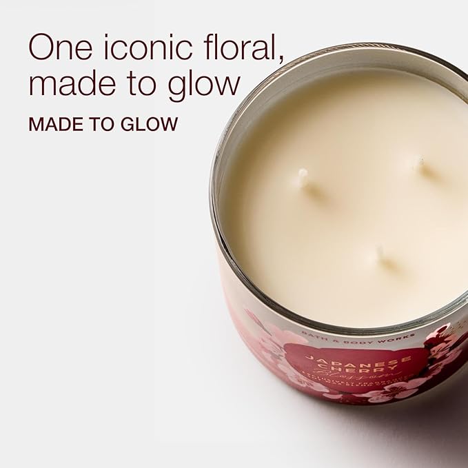 Bath & Body Works Japanese Cherry Blossom 3-Wick Candle - Scented Candle for At-Home Use - Long-Lasting, Room-Filling Fragrance - High Fragrance Oil Concentration - Soy Wax Blend