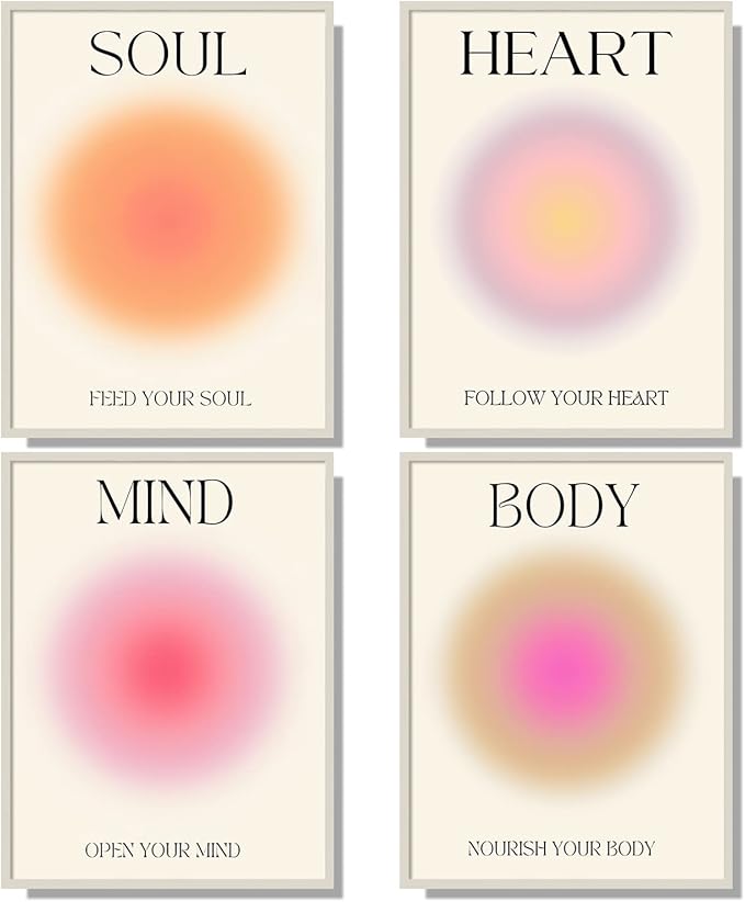 NCYEL 4 colorful abstract halo posters angel number positive energy inspirational language inspirational wall art bedroom girls room pink decoration living room bedroom apartment hotel dormitory 12x16