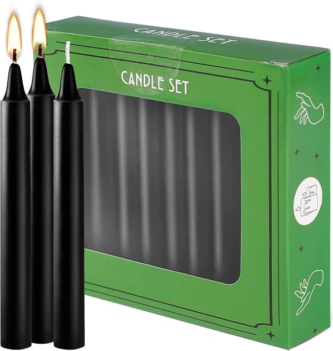 Howemon Spell Chime Candles 40 pcs Black Candles, 4" Tall Unscented Mini Taper Candle for Witchcraft, Wiccan Altar, Magic Tools, Rituals, Prayer, Meditation and Party Decoration
