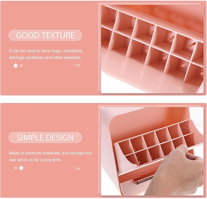 VILLCASE Large Capacity Jewelry Organizer Box with Drawer, Pink Cosmetic and Lipstick Storage Case, Home Jewelry Holder for Desk Makeup and Trinket Collection