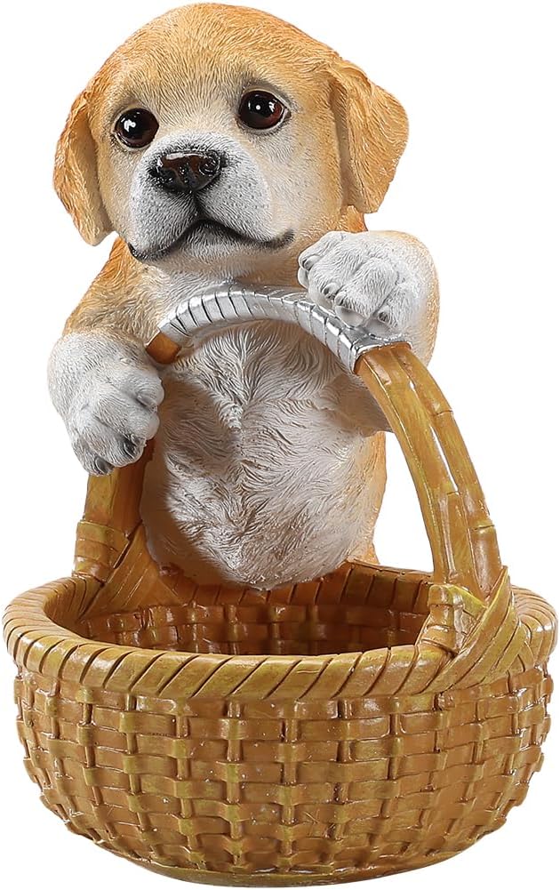 Cute Golden Retriever Candy Bowl, Resin Dog Figurine Key Bowl for Entryway Table, Desktop Storage Basket Organizer for Desk, Unique Dog Lover Gift