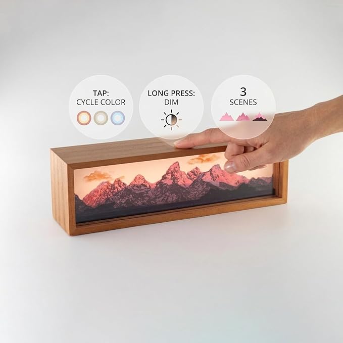 Grand Teton Mountain Led Light Box 3 Layers of Acrylic Light Box - Handmade Table Lamp for Room Decor - National Park Travel Signs Travel Gift