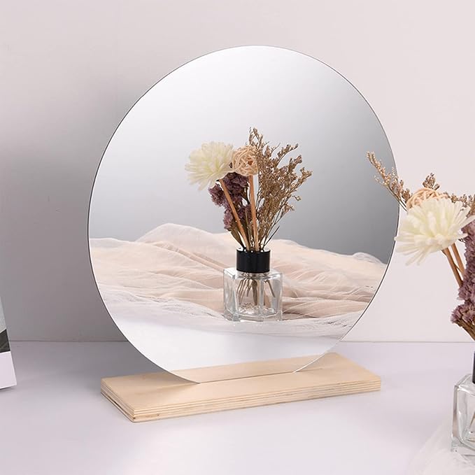 DARENYI 16'' Round Wall Mirror Sheet Self Adhesive, Non Glass, High Clear Acrylic Circle Mirror Decorative for Wall, Bathroom, Bedroom, Door, Deocr