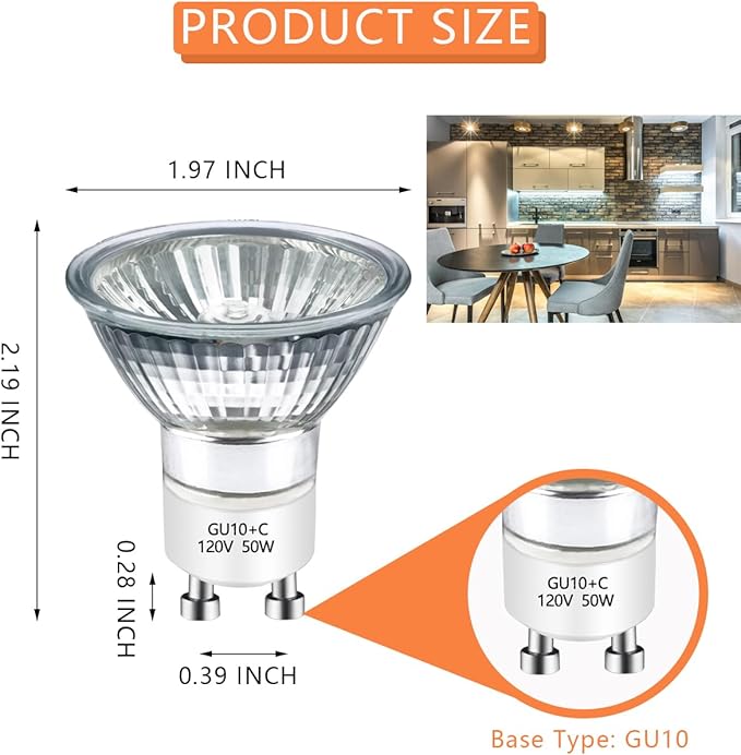 BOGAO Halogen Bulb 50 Watt GU10 120V NP5 Replacement Bulb for Candle Warmer, Scent Wax Burner, Fragrance Melt, Warming JDR Dimmable, Warm White 2700K Pack of 4