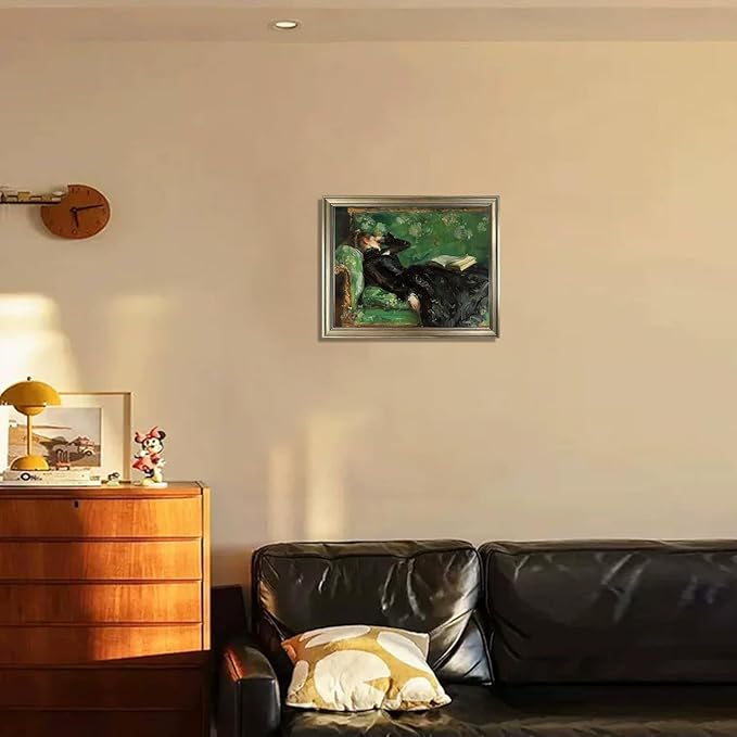 Framed Vintage Wall Art Woman Reading Canvas Print Poster Moody Oil Painting Living Room Bedroom Decor Home Artwork