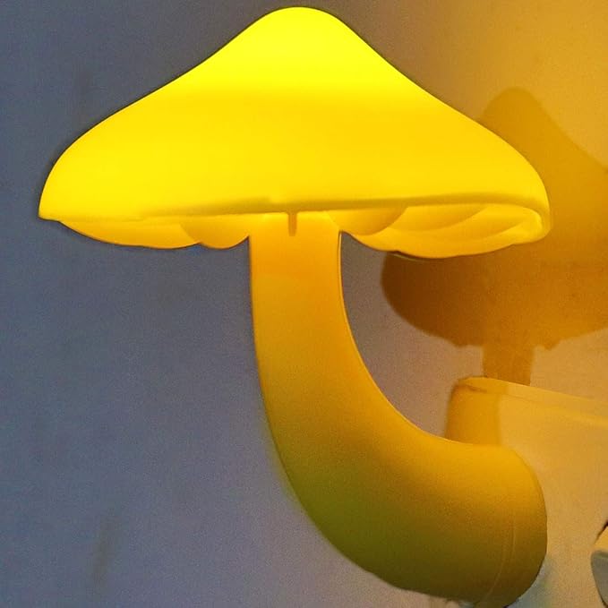 AUSAYE Sensor LED Night Lights for Adults Kids NightLight Cute Mushroom Night Light Plug in Wall Lamps for Bedroom, Bathroom,Toilet, Stairs, Kitchen, Hallway Corridor Warm Yellow