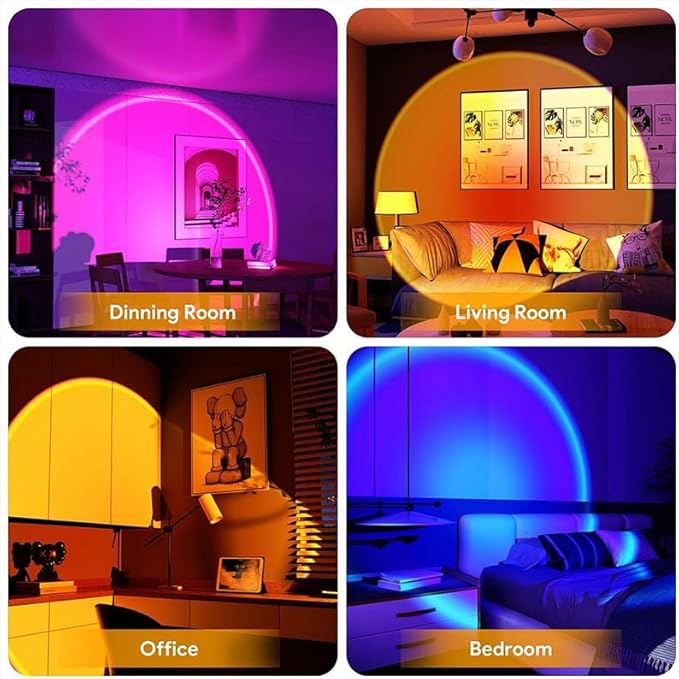Sunset Projector Lamp,16 Color RGB LED Mood Light with Remote,360°Rotation,Dimmable,Sunset Background,Decorative Night Light for Live Streaming,Photography/Selfie/Party,Bedroom