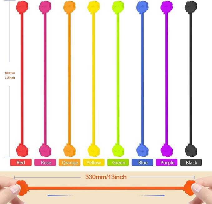 SOOOEC Magnetic Cable Ties, 8 Pack 7.2" Magnetic Twist ties Cute Cloud Design, Silicone Zip Ties with Strong Magnet for Bundling and Organizing, Fridge Magnets, Assorted Colors.