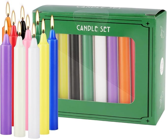 Howemon 40 Pack Assorted Color Spell Chime Candles, 4 Inch Mini Taper Candles for for Home Decor Kitchen Decor Wedding Decoration-10 Colours