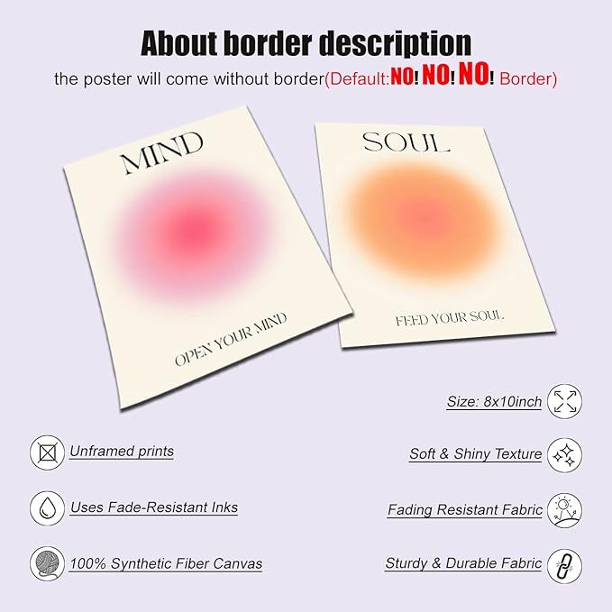 NCYEL 4 colorful abstract halo posters angel number positive energy inspirational language inspirational wall art bedroom girls room pink decoration living room bedroom apartment hotel dormitory 8x10