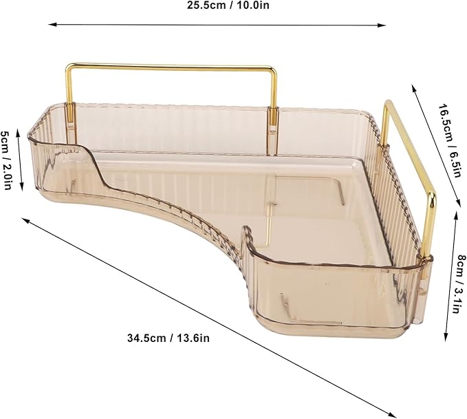 HERCHR 2-Tier Corner Bathroom Counter Organizer, Countertop Perfume Tray and Vanity Organizer, Makeup Cosmetic Storage, Skincare Storage Tray for Vanity Organizer, Corner Storage Organizers(#2)